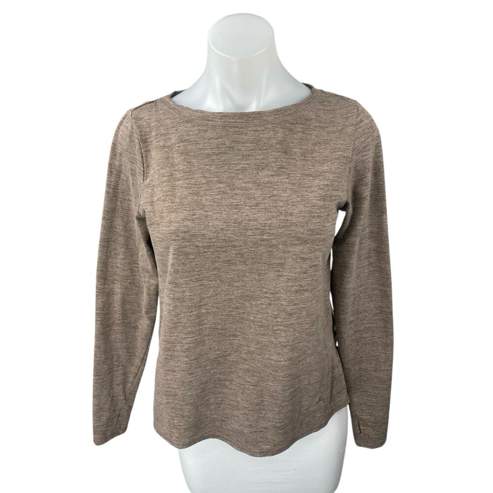Joy Lab Women's Brown Long Sleeve Thumb Holes Activewear Tee T-Shirt Top Size XS